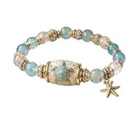 Bracciale colorato con benedizioni primaverili Bracciale con perline con ciondoli ispiratori per forza, speranza e gioia, regalo di gioielli per donne mamme (Tartaruga blu) (H)