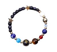 Bracciale con 12 Costellazioni per Uomo E Donna - Bracciale con Segni Zodiacali In Pietra Arenaria Blu Naturale, Fatto A Mano con Perline, Regalo Di Gioielli Astrologici E Oroscopi per Coppia Vergine