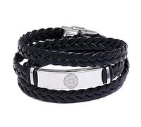 Bracciale con 7 arcangeli in pelle, braccialetto con chiusura a 7 arcangeli - braccialetto religioso cristiano santi angeli - braccialetto di protezione per battesimo, amuleto talismano, gioiello per