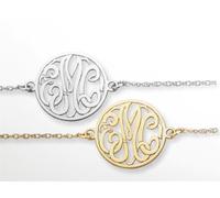 Bracciale Con Charm Design Monogramma In Oro Solido 10kt A 3 Lettere