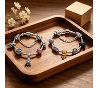 Bracciale con Charm di Star Wars Placcato Argento con Perline Fai-da-Te BB-8 R2D2 Death Star per Donna Uomo Regalo di Gioielleria
