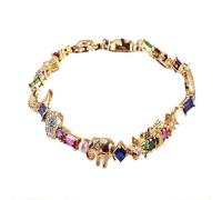 Bracciale con ciondoli celesti - Catena a maglie con cristalli multicolori, braccialetti con stelle di cristallo colorate, luna e sole, regalo scintillante per ragazze amanti dell'astrologia (A#)