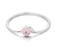Bracciale con ciondoli da donna in argento sterling, chiusura a cuore con catena a forma di serpente, con ciondoli da viaggio, gioielli europei compatibili con i ciondoli Pandora, regalo per lei