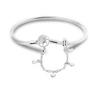 Bracciale con ciondoli da donna in argento sterling, chiusura a cuore con catena a forma di serpente, con ciondoli da viaggio, gioielli europei compatibili con i ciondoli Pandora, regalo per lei