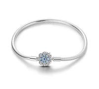 Bracciale con ciondoli da donna in argento sterling, chiusura a cuore con catena a forma di serpente, con ciondoli da viaggio, gioielli europei compatibili con i ciondoli Pandora, regalo per lei