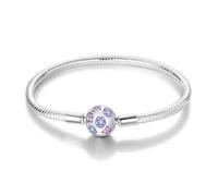Bracciale con ciondoli da donna in argento sterling, chiusura a cuore con catena a forma di serpente, con ciondoli da viaggio, gioielli europei compatibili con i ciondoli Pandora, regalo per lei