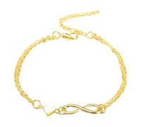 Bracciale con ciondolo a forma di cuore d'amore, braccialetto con ciondoli da donna, braccialetto con simbolo 'infinito d'amore, grande bracciale in lega a otto caratteri, bracciale a maglie con