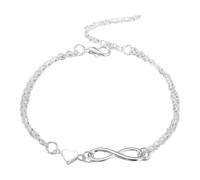 Bracciale con ciondolo a forma di cuore d'amore, braccialetto con ciondoli da donna, braccialetto con simbolo 'infinito d'amore, grande bracciale in lega a otto caratteri, bracciale a maglie con
