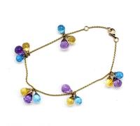 Bracciale con ciondolo ametista citrino topazio blu cielo tripla goccia oro...