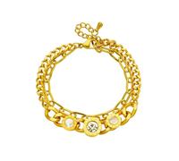 Bracciale con Ciondolo con zircone con Numeri Romani in Acciaio Inossidabile per Le Donne Ragazze Gioielli da Polso con Catena Multistrato Regali di Compleanno