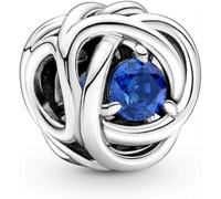 Bracciale con ciondolo Eternity Circle blu settembre compatibile con Pandora - Argento Sterling e cristallo, regalo di gioielli da donna