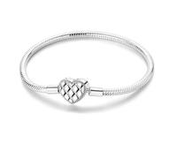 Bracciale con Ciondolo per Donna in Argento Sterling, Bracciale a Catena Serpente con Chiusura a Cuore, Ciondolo da Viaggio, Momenti, Bracciale Europeo Compatibile con Ciondi Pandora, Regalo per Lei