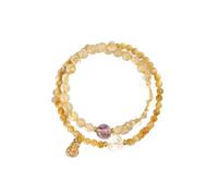 Bracciale con citrino a strati for donna - Bracciale con pietre preziose naturali for yoga e Reiki - Elastico regolabile for regalo di meditazione(Yellowa)