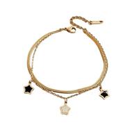 Bracciale con collana e ciondolo a forma di stella a catena multistrato in acciaio inossidabile for set di gioielli da donna, regali for feste for ragazze, bijoux(Bracelet)