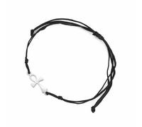 Bracciale con croce Ankh Bracciale egiziano intrecciato a mano con perline per coppie Chiave della vita Croce religiosa regolabile Cavigliera Amuleto dell'antico Egitto Gioielli Regalo (argento 2)