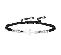 Bracciale con croce Ankh Bracciale egiziano intrecciato a mano con perline per coppie Chiave della vita Croce religiosa regolabile Cavigliera Amuleto dell'antico Egitto Gioielli Regalo (oro 2)