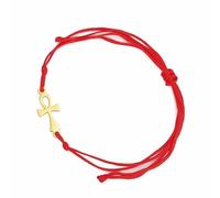 Bracciale con croce Ankh Bracciale egiziano intrecciato a mano con perline per coppie Chiave della vita Croce religiosa regolabile Cavigliera Amuleto dell'antico Egitto Gioielli Regalo (oro-rosso)