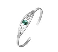 Bracciale con croce Ankh Chiave della vita egiziana africana Bracciale rigido Amuleto dell'antico Egitto Gioielli religiosi Regalo per donne e uomini (argento)