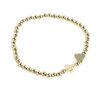 Bracciale con Croce Dorato per Donna, Elastico, Leggero e Minimalista | Lega, Ciondolo a Cuore e Lettera Personalizzata, Design Delicato per Spostamenti e Festa della Mamma