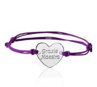 Bracciale con cuore in argento Grazie Maestra