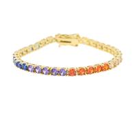 Bracciale con diamanti Braccialetti arcobaleno da 4 mm for donna Bracciale tennis con diamanti coltivati in laboratorio classico placcato oro 18 carati Taglio rotondo Zirconia cubica for bracciali