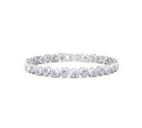Bracciale con diamanti, Braccialetti da tennis a cuore for donna in argento sterling S925 classico con diamanti coltivati in laboratorio oro CZ donne gioielli sposa(White,7 Inch)