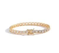 Bracciale con diamanti, Scintillanti bracciali tennis da donna 4 * 4MM Bracciale classico con diamanti simulati placcati oro 18 carati Braccialetti quadrati CZ for donne gioielli sposa ballo(7 Inch)