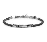Bracciale con dischetti di pietra lavica e anellini in acciaio centrali