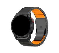 Bracciale con fascia in silicone al titanio da 22mm 26mm for Garmin Fenix 8 7X 7 6X 6 Pro 5X 5 Plus Instinct Tactix8 7pro cinturino in metallo(Black+Orange,26mm Fenix 8 51mm)