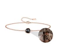 Bracciale con Foto Personalizzata Bracciale a proiezione con Ciondolo Rotondo Bracciale Regolabile con Catena a Mano Minimalista per Donna - Collana I Love You Bracciali in 100 Lingue