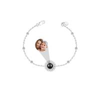 Bracciale con foto personalizzato bracciale personalizzato con foto proiettata in cerchio e perle Ciondolo grande con proiezione Catena Gioielli commemorativi Regali per anniversari festa della mamma