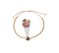 Bracciale con foto personalizzato bracciale personalizzato con foto proiettata in cerchio e perle Ciondolo grande con proiezione Catena Gioielli commemorativi Regali per anniversari festa della mamma