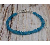 Bracciale con gemme di pepite di apatite al neon blu reale naturale al...