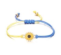 Bracciale con Girasole Intrecciato a Mano per Donna Braccialetti con Braccialetti a Forma di Fiore Margherita con Bandiera Nazionale Ucraina Blu giallaDurability