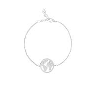 Bracciale Con Mondo in Acciaio - Bracciale Regolabile con Mappamondo Completo - Speciale Idea Regalo per Viaggiatore e Viaggiatrice o Chiunque Ama Viaggiare - Modello Londra (Argento)