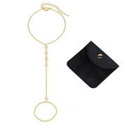 Bracciale con Nappe da 1 Pezzo con Anello per Le Dita, Sacchetto per Gioielli da 1 Pezzo, Elee Braccialetto di Cristallo, Braccialetto con Glitter Dorati, Braccialetto da Donna alla Moda