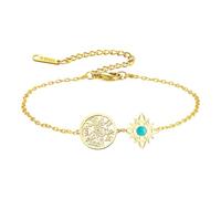 Bracciale con nodo della strega e pentacolo del tetragrammo, regolabile, con nodo celtico e ciondolo turchese, nome di Dio, protezione stregoneria, gioiello pagano, per donne e uomini