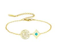 Bracciale con nodo della strega e pentacolo del tetragrammo, regolabile, con nodo celtico e ciondolo turchese, nome di Dio, protezione stregoneria, gioiello pagano, per donne e uomini