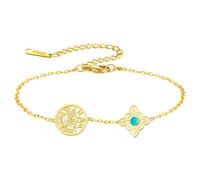 Bracciale con nodo della strega e pentacolo del tetragrammo, regolabile, con nodo celtico e ciondolo turchese, nome di Dio, protezione stregoneria, gioiello pagano, per donne e uomini