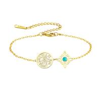 Bracciale con nodo della strega e pentacolo del tetragrammo, regolabile, con nodo celtico e ciondolo turchese, nome di Dio, protezione stregoneria, gioiello pagano, per donne e uomini