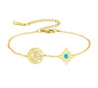 Bracciale con nodo della strega e pentacolo del tetragrammo, regolabile, con nodo celtico e ciondolo turchese, nome di Dio, protezione stregoneria, gioiello pagano, per donne e uomini