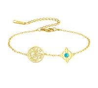 Bracciale con nodo della strega e pentacolo del tetragrammo, regolabile, con nodo celtico e ciondolo turchese, nome di Dio, protezione stregoneria, gioiello pagano, per donne e uomini