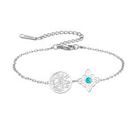 Bracciale con nodo della strega e pentacolo del tetragrammo, regolabile, con nodo celtico e ciondolo turchese, nome di Dio, protezione stregoneria, gioiello pagano, per donne e uomini