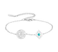 Bracciale con nodo della strega e pentacolo del tetragrammo, regolabile, con nodo celtico e ciondolo turchese, nome di Dio, protezione stregoneria, gioiello pagano, per donne e uomini