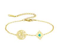 Bracciale con nodo della strega e pentacolo del tetragrammo, regolabile, con nodo celtico e ciondolo turchese, nome di Dio, protezione stregoneria, gioiello pagano, per donne e uomini