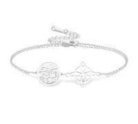 Bracciale con nodo di strega Tetragrammaton pentagramma nodo celtico ciondolo nome di Dio corda intrecciata regolabile protezione della stregoneria gioielli pagani per uomo e donna (Argento 1)