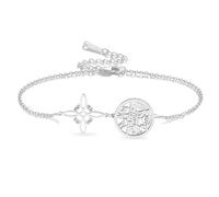 Bracciale con nodo di strega Tetragrammaton pentagramma nodo celtico ciondolo nome di Dio corda intrecciata regolabile protezione della stregoneria gioielli pagani per uomo e donna (Argento 2)