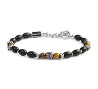 Bracciale con onice nera ovale e sfere occhio di tigre