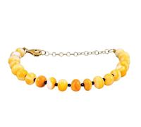 Bracciale con perle a rondella lisce da 2-8 mm in opale giallo e sodalite, chiusura regolabile placcata in oro da 7 pollici, per uomo e donna | LK_STACK_08779