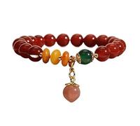 Bracciale con perle d'acqua dolce a singolo anello, in agata verde naturale da 8 mm, con cristalli(Rosso)